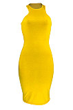 Pure Color Cultivate One's Morality Vest Midi Dress HR8181