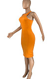Pure Color Cultivate One's Morality Vest Midi Dress HR8181