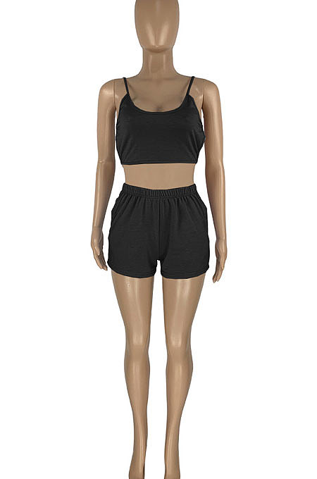 Sport Fitness Casual Backless Pure Color Shorts Sets HR8173