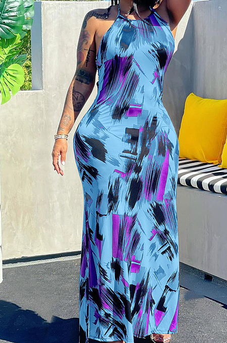 Euramrican Sexy Hang A Neck Backless Both Sides Open Fork Dress NYZ6022