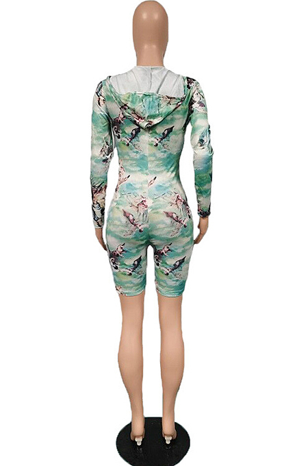 Casual Fashion Printing Long Sleeve Jumpsuits XMY044
