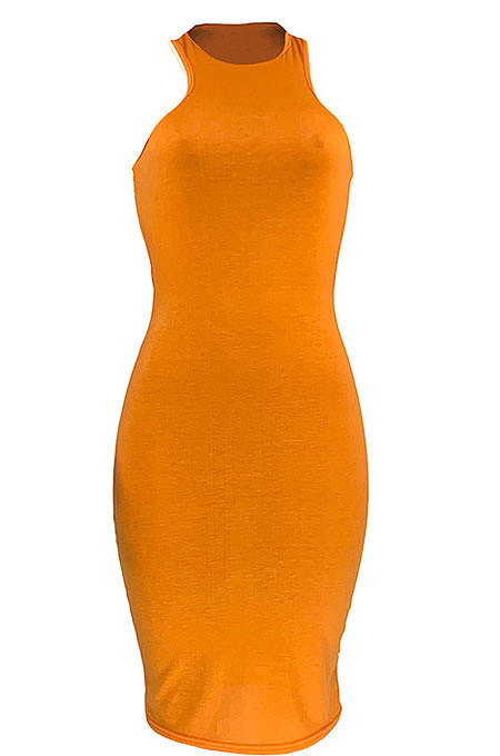 Pure Color Cultivate One's Morality Vest Midi Dress HR8181