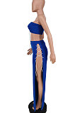 Sexy Pure Color Chest Wrap High Open Fork Pants Sets PU6080