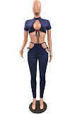 Euramrican Bind Dew Chest Dew Waist Short Sleeve Long Pants Two-Piece NYZ6020 