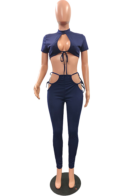 Euramrican Bind Dew Chest Dew Waist Short Sleeve Long Pants Two-Piece NYZ6020 