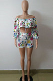 Sexy Digital printing Heap Heap Sleeve Shorts Sets BN9071