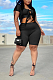 Pure Color Stripe Fashion Casual Band Hollow-Out Shorts Sets QQX1215