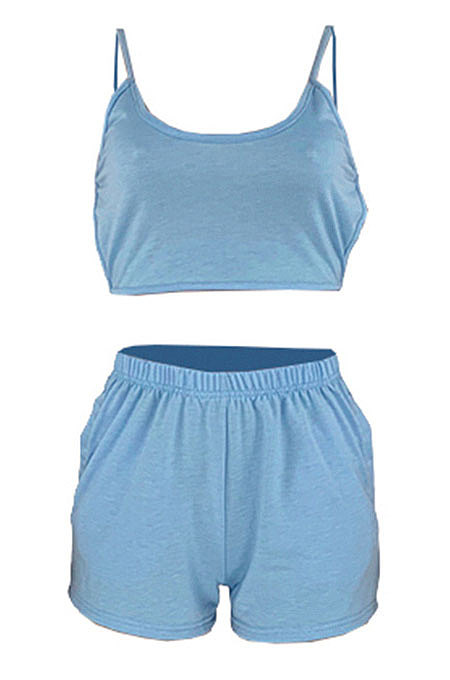 Sport Fitness Casual Backless Pure Color Shorts Sets HR8173