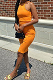Pure Color Cultivate One's Morality Vest Midi Dress HR8181