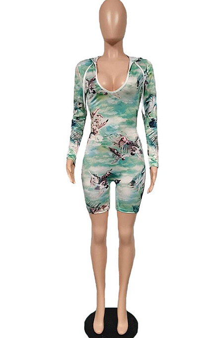 Casual Fashion Printing Long Sleeve Jumpsuits XMY044