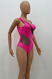 Pure Color One-Oiece Mesh Bikini One-Shoulder Backless Sexy Swimsuit AMW8319