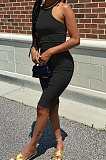 Pure Color Cultivate One's Morality Vest Midi Dress HR8181