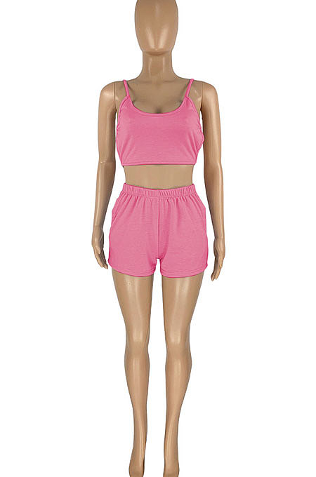 Sport Fitness Casual Backless Pure Color Shorts Sets HR8173