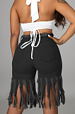 Fashion Summer Casual Worn Out Tassel Cowboy Pants E8595