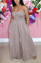 Polk Dot Slacks Sleeveless Shoulder Jumpsuit BDF8082