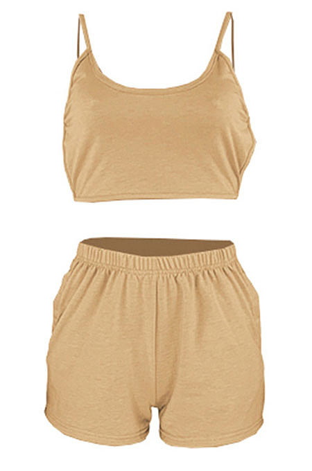Sport Fitness Casual Backless Pure Color Shorts Sets HR8173