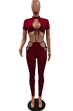 Euramrican Bind Dew Chest Dew Waist Short Sleeve Long Pants Two-Piece NYZ6020 