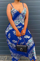Fashion Positioning Printing Sling Adjust Long Dress NYZ6023
