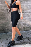 Pineapple Cloth Jacquard Weave Pure Color Yoga Vest Shorts Sets HR8176