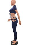 Euramrican Bind Dew Chest Dew Waist Short Sleeve Long Pants Two-Piece NYZ6020 