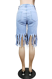 Fashion Summer Casual Worn Out Tassel Cowboy Pants E8595