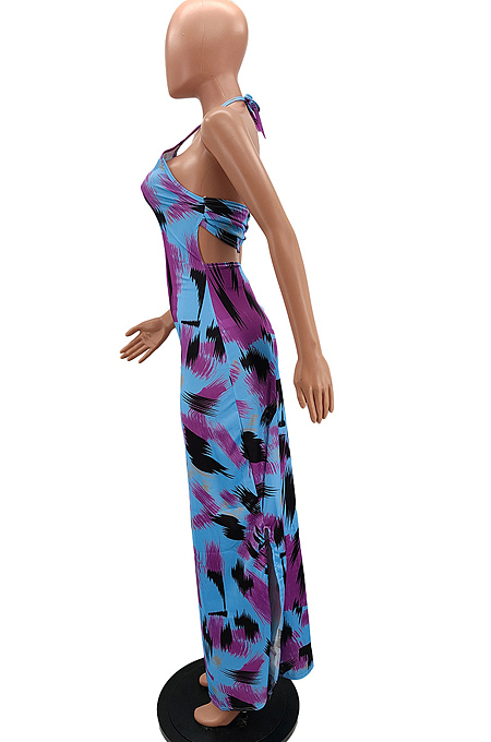 Euramrican Sexy Hang A Neck Backless Both Sides Open Fork Dress NYZ6022