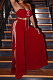 Sexy Pure Color Chest Wrap High Open Fork Pants Sets PU6080