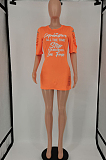 Euramerican Women Offset Printing Hurnt Flowers Casual Dress XMY056
