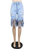 Fashion Summer Casual Worn Out Tassel Cowboy Pants E8595