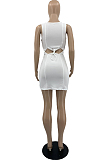 Euramerican Casual Pure Color Sleeveless Knot Dress PQ8047