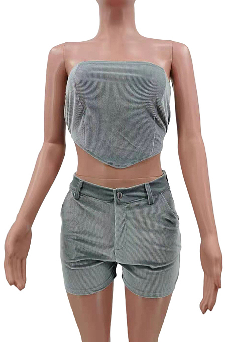 Sexy Fashion Chest Warp Shorts Two-Piece Have Pocket TK6179