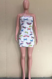 Butterfly Printing Sleeveless Chest Wrap Sexy Mini Dress ASM6116