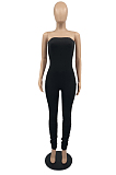 Sexy Boot Tube Top Night Club Pure Color Smoke Wrinkled Stretch Jumpsuits YYF8224