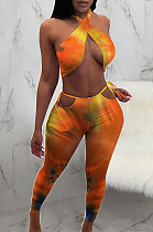 Euramerican Fashion Bind Sleeveless Tie Dye Printing Two-Piece JH254
