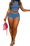 Trendy Women Screw Thread Printing Multi Casual Shorts Sets AMN8011