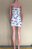 Butterfly Printing Sleeveless Chest Wrap Sexy Mini Dress ASM6116
