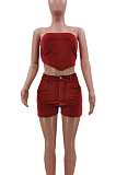 Sexy Fashion Chest Warp Shorts Two-Piece Have Pocket TK6179