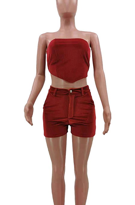 Sexy Fashion Chest Warp Shorts Two-Piece Have Pocket TK6179