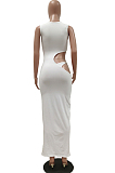 Women Casual Tight Prue Color Side Open Buttocks Sleeveless Dress TRS1155