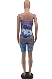 Euramerican Fashion Cultivate One's Morality Printing Chest Warp Jumpsuits OEP6278