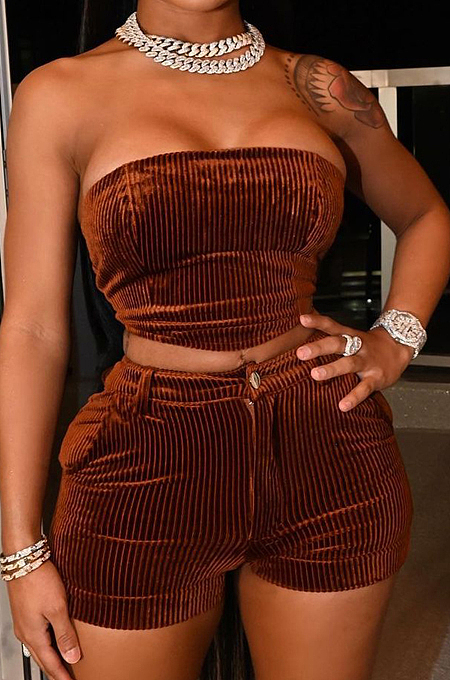 Sexy Fashion Chest Warp Shorts Two-Piece Have Pocket TK6179