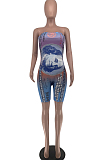 Euramerican Fashion Cultivate One's Morality Printing Chest Warp Jumpsuits OEP6278