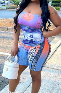 Euramerican Fashion Cultivate One's Morality Printing Chest Warp Jumpsuits OEP6278