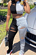 Fashion Casual Hurnt Flower Fold Spliced Sleeveless Vest Long Pant Open Fork Sets OEP6200