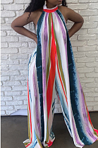 Fashion Hang A Neck Bind Backless Tie Dye Loose Jumpsuits CYY00012