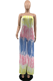 Euramerican Summer Tie Dye Loose Tube Jumpsuits QSS51008