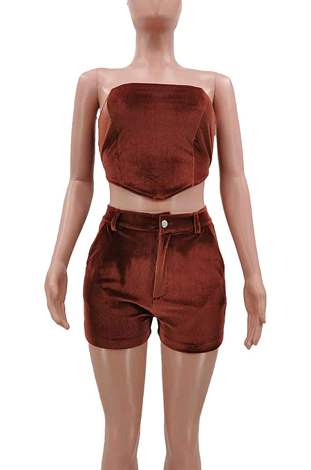 Sexy Fashion Chest Warp Shorts Two-Piece Have Pocket TK6179