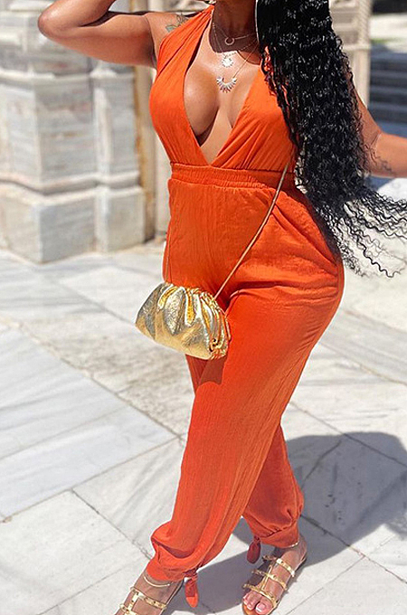 Sexy Cultivate One's Morality Deep V Hang A Neck Casual Jumpsuits QSS51010