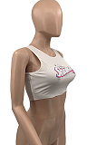 FashionPit Bar Letter Printing Vest QSS5099