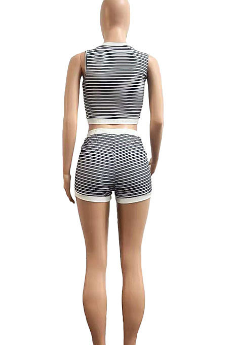 Trendy Women Screw Thread Printing Multi Casual Shorts Sets AMN8011